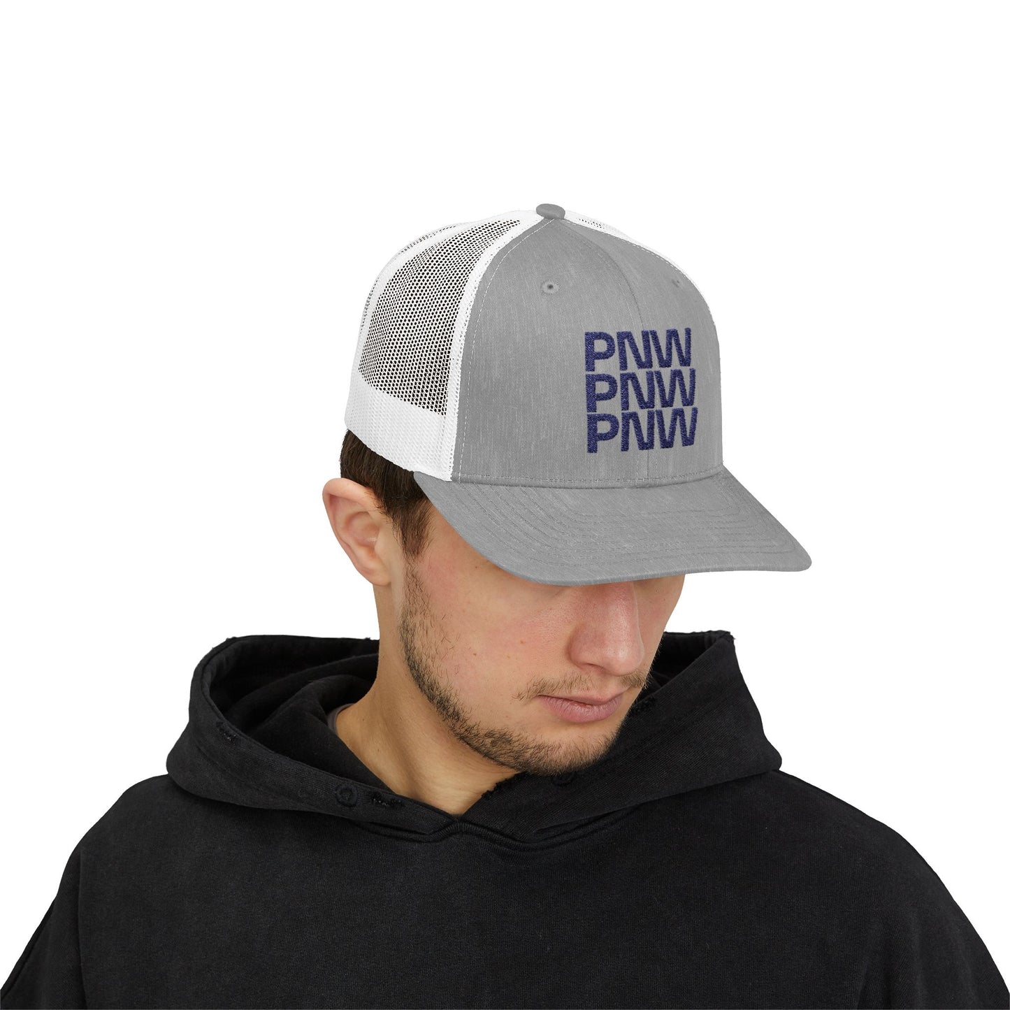 PNW Embroidered Snapback Trucker Cap for Outdoor Enthusiasts