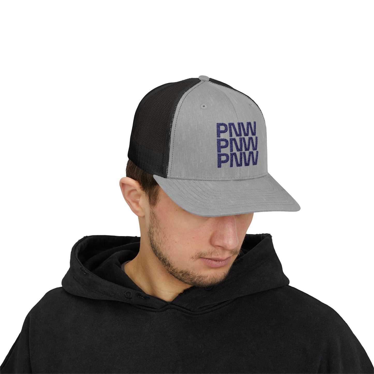 PNW Embroidered Snapback Trucker Cap for Outdoor Enthusiasts