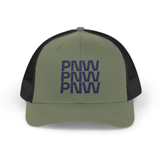 PNW Embroidered Snapback Trucker Cap for Outdoor Enthusiasts